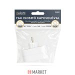 Elosztó 1-2 (földelt)+kapcsoló gyerekvéd.