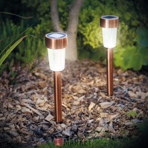 LED-es kültéri szolár lámpa hidegfehér rosegold