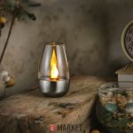 Szolár Lámpa gyertya,lángeffekt,melegfehér 1 LED 6x9cm