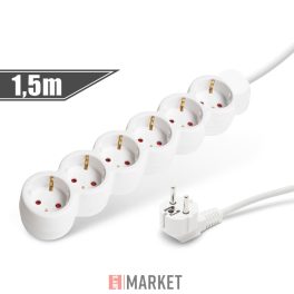 Elosztó 6-os 3x1.0mm-1,5m