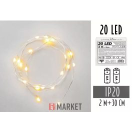 Elemes drótfüzér melegfényu,20led,2m 